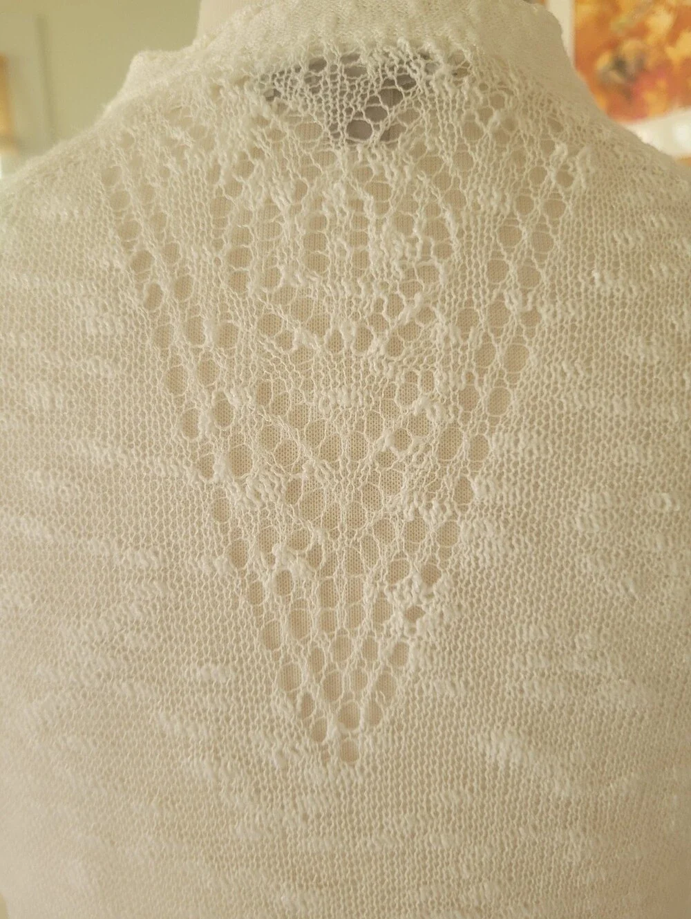 Roz & Ali Crochet Open Front Lightweight Summer Cardigan. Size M
